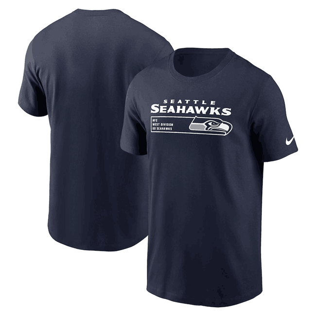 Men's Seattle Seahawks Navy Division Essential T-Shirt